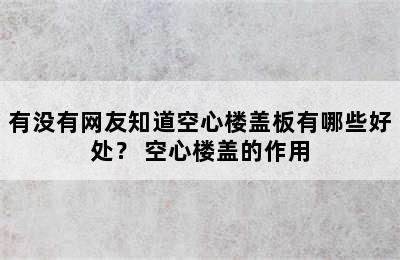 有没有网友知道空心楼盖板有哪些好处？ 空心楼盖的作用